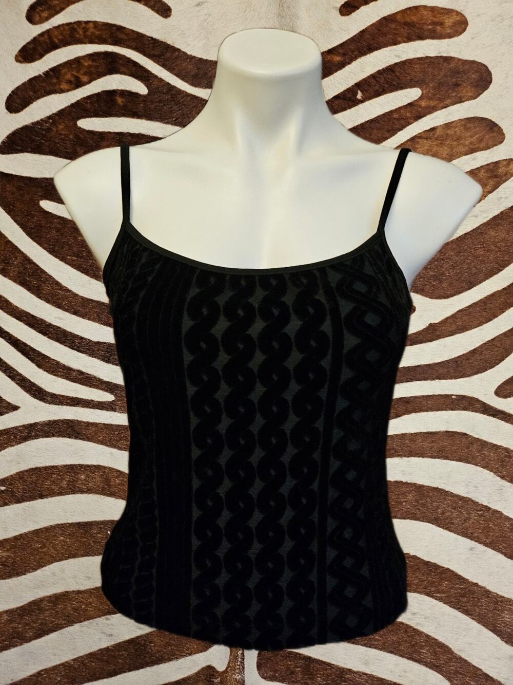Vintage Y2K Dina Bar-El Geometric Velvet Cami Sz M/L Made In USA